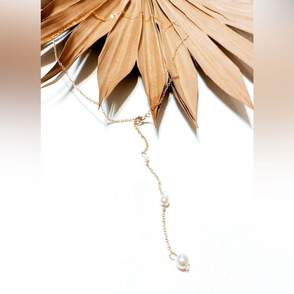 Pearl drop back necklace #1054 - Picture 2 of 3